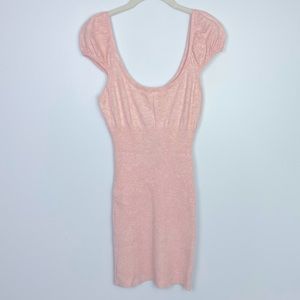 Le Lis Blush Pink Short Puff Sleeve Sweater Mini Dress‎